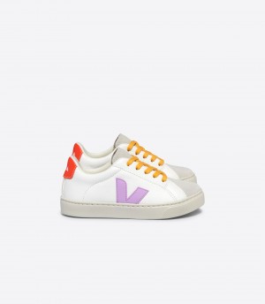 VEJA ESPLAR LACES LEATHER WHITE ORCHID ORANGE FLUO | VJ24847