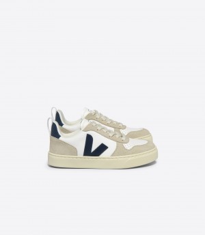 VEJA V-10 LACES LEATHER WHITE NAUTICO ALMOND | VJ24859