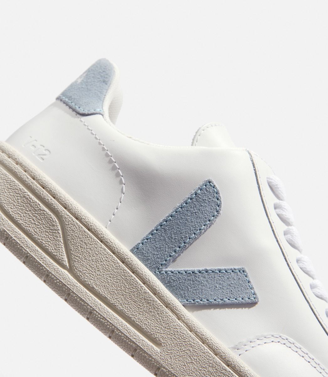 VEJA V-12 LEATHER WHITE STEEL | VJ24590