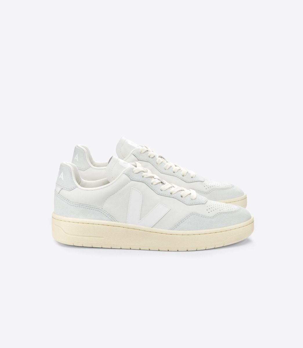 VEJA V-90 LEATHER GRAVEL WHITE | VJ24562